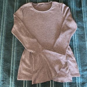 Zara Gray Flared Long Sleeve Top